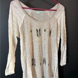 Maurices Beige and Gray Long Sleeve Top